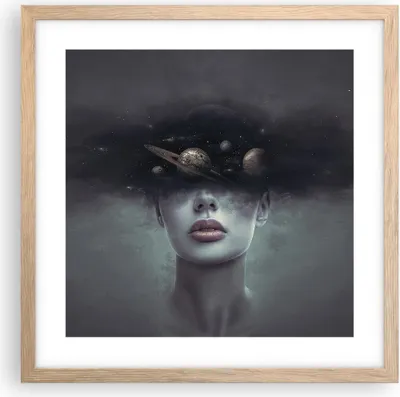 Produktbild von Gerahmtes Poster - Rahmen in heller Eiche - Quinoa Frau Gesicht - 40x40 cm - Wand Bild - Wanddeko - Wandbilder - Kunstposter - Wandposter - Bilderrahmen - Bilder - Kunstdruck - P2NAC40x40-4796