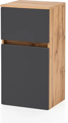 Produktbild von Unterschrank Badschrank Holzschrank "Kopenhagen I" Wotaneiche, Matt Grau