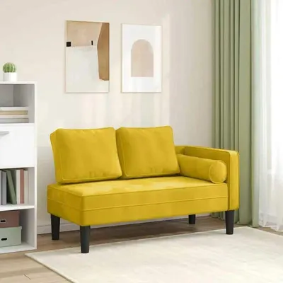 Zdjęcie produktu dla Sofa rozkładana z aksamitu - z poduszką - do salonu - 116,5 x 62 x 57,5 cm - żółta