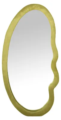 Image de Miroir mural en MDF et velours vert, dimensions : 50 x 3,5 x 100 cm