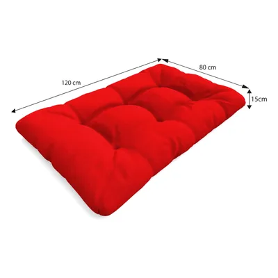 Immagine prodotto di POKAR Cuscino per pallet con bella trapuntatura Cuscino per divano in pallet, Dimensioni: Set cuscino di seduta 120x80 + cuscino di schienale 120x40, Colore: Rosso - Impermeabile
