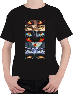Produktbild von Anime Manga Dämon Augenreihe Otaku Geschenk Halloween gruselig Uni Kinder T-Shirt, Schwarz, 116