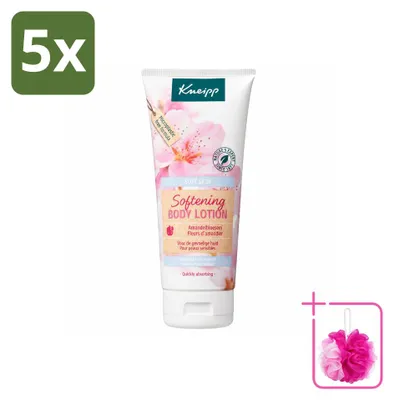 Imagen del producto de 5 x Loción corporal Kneipp, piel suave, aroma a flor de almendro, 200 ml - Paquete ahorro - 5 unidades