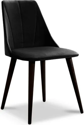 Productafbeelding van Eetkamerstoelen, set van 2, CAROS, massief beuken-wengé hout, zwarte stof
