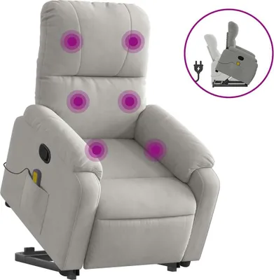 Produktbild von vidaXL Massagesessel mit Aufstehhilfe Hellgrau Mikrofasergewebe