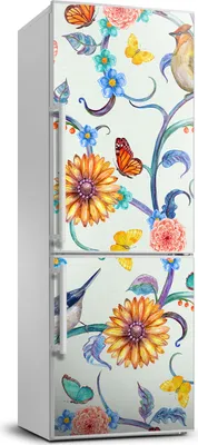 Imagen del producto de Decoración para nevera Tulup - 70x190 cm - Adhesivo para nevera - Mariposas y flores