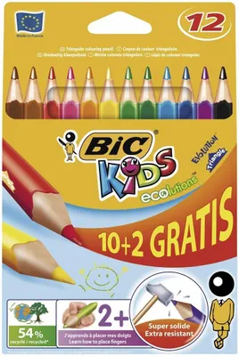 Zdjęcie produktu dla BIC Kids Evolution Triangle, Wielobarwny, 12 szt.