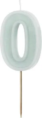 Produktbild von Geburtstagskerze Zahl 0, hellmint, 6 cm