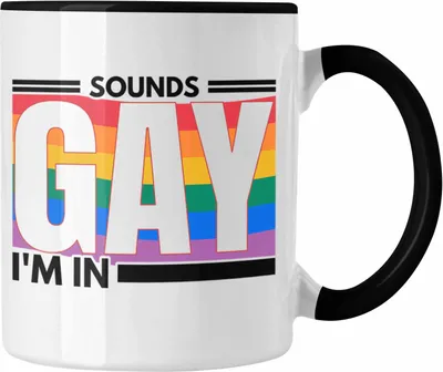 Produktbild von Trendation - LGBT Tasse Geschenk für Schwule Lesben Transgender Sounds Gay Im In Regenbogen Lustige Grafik Regenbogen (Schwarz)