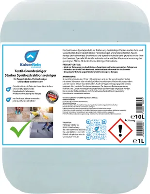 Produktbild von KaiserReinTextil-Grundreiniger Starker Sprühextraktionsreiniger 10 L Teppichreiniger Polsterreiniger Textilreiniger flüssig Konzentrat für Teppichböden, Polsterbezüge , Auto, Textil