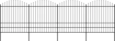 Image de Clôture de jardin avec dessus en forme de lance en acier 714,5 x 200 cm Noir