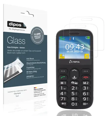Produktbild von 2x Schutzfolie für Olympia Sun - Anti-Shock 9H Folie dipos Glass Kunststoffglas