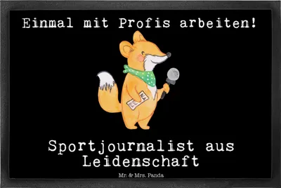 Produktbild von Mr. & Mrs. Panda Schmutzmatte Sportjournalist Leidenschaft 40 x 60 cm - Schwarz - Geschenk, Ausbildung, Spruch, Studium, Bodenvorleger, Schmutzfangmatte, Fussmatte