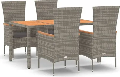 Obrázek produktu pro vidaXL 5dílný zahradní jídelní set s polštáři Grey Poly Rattan