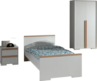Produktbild von Jugendzimmer-Set >LONDON< in Weiß/Buche