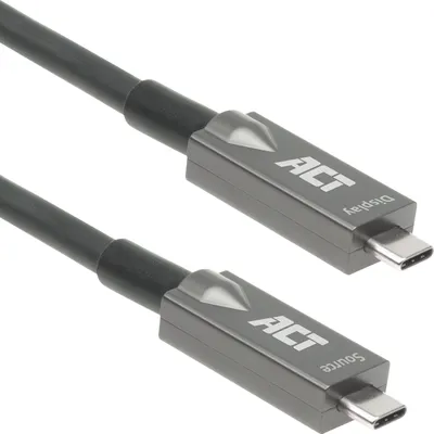 Produktbild von ACT USB-C 3.2 Gen2 Active Optical Cable (AOC) Anschlusskabel, 7,5 m, Grau, Schwarz