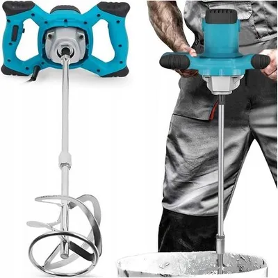 Produktbild von Elektrisches Rührwerk 2400W Mit 2 Rührquirlen Für Beton Mörtel Kleber Farbe Gips – Drehzahlregelung 0–1200 U/min