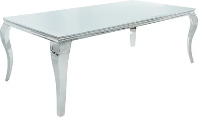 Produktbild von Barock Design Esstisch MODERN BAROCK 200cm weiß Edelstahl Opalglas Tischplatte Esszimmertisch Glastisch
