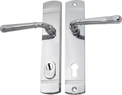 Produktbild von Haustür Schutzbeschlag Helena LS Chrom HS 92 mm Dr-Dr mit ZA Türdrücker