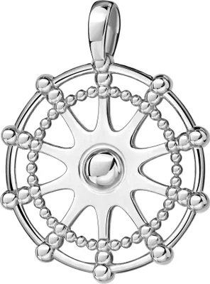 Produktbild von Silber Steuerrad-Anhänger mit Sonnensymbol Maritim 925 Silber Schiffsruder für Damen und Herren