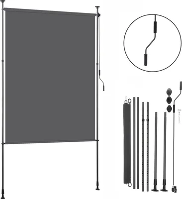 Produktbild von Jayseuw Senkrechtmarkise Außenrollo 120 x 270 cm Balkonrollo mit Handkurbel Sichtschutz Vertikalmarkise ohne Bohren Sonnenschutz Windschutz Anthrazit