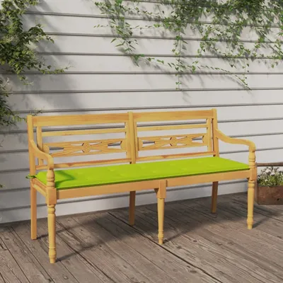 Produktbild von Möbel Batavia-Bank mit Hellgrünem Kissen 150 cm Massivholz Teak - Gartenbänke &6876
