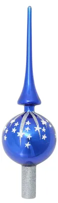 Produktbild von Krebs Glas Lauscha Christbaumspitze - Blau Glänzend - aus Glas - ca. 28cm - für ein edles Finish am Baum