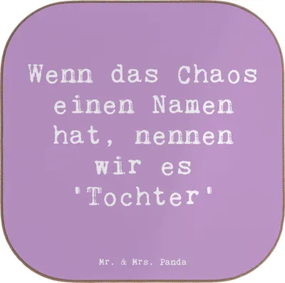 Produktbild von Mr. & Mrs. Panda Untersetzer für Gläser Spruch Chaos Tochter - Lavendeltraum - Geschenk, Handarbeit, Humor, Einfallsreichtum, Verwandte, gläseruntersetzer, Handgefertigt