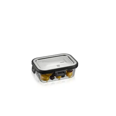 Produktbild von GEFU MILO, Container, Rechteckig, 0,4 l, Grau, Transparent, Borosilikatglas, Kunststoff, Silikon, Edelstahl, Fruits