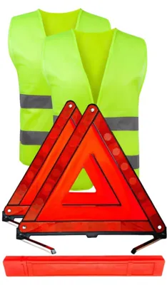 Obrázek produktu pro Sada 6 v 1: výstražný trojúhelník a reflexní vesta pro automobil
