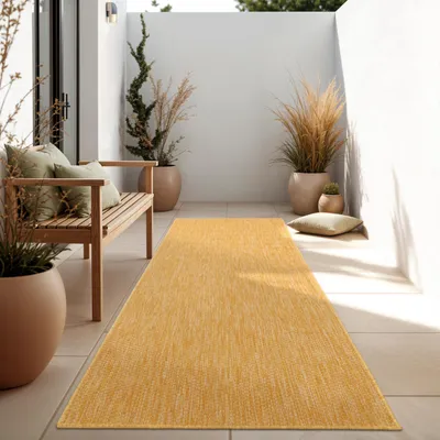 Produktbild von In- & Outdoor Teppich Flachgewebe einfarbig modern wetterfest für Terrasse Küche Grösse 60x100 cm