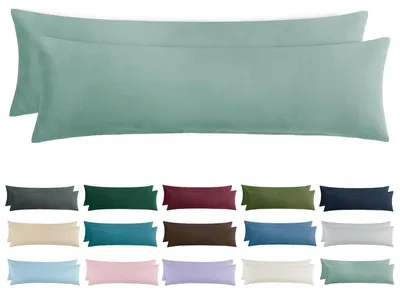 Produktbild von Kissenbezug 40x145 cm, 2er-Set - Kissenbezug für Seitenschläfer, 40 x 145 cm, salbeigrün mit Reißverschluss, aus weicher Mikrofaser,  .