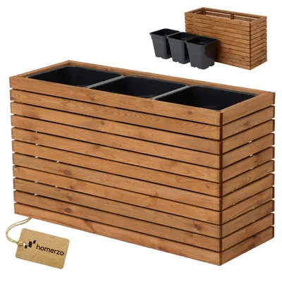 Immagine prodotto di Fioriera per esterno Fioriera in legno con inserto per piante in plastica Fioriera quadrata da 18 litri per balcone o terrazzo