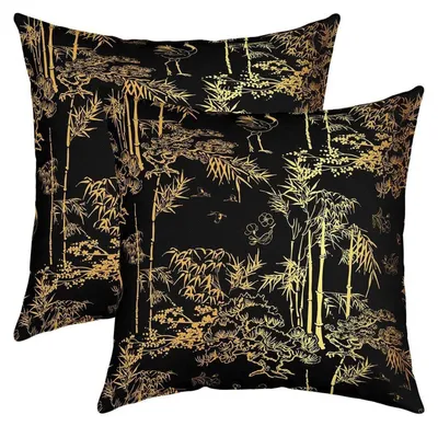 Immagine prodotto di Cuscini decorativi per divano, set da 2, colore nero e oro, 40x40 cm, in poliestere