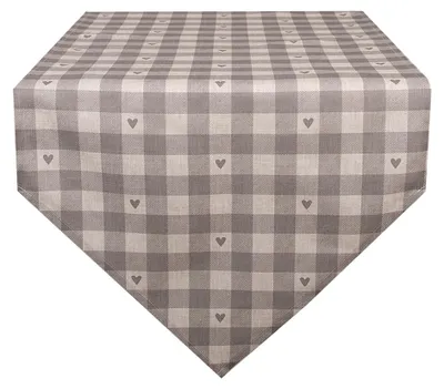 Obrázok produktu pre Clayre & Eef Bežec na stôl 50x160 cm Béžová Sivá Bavlnené srdcia