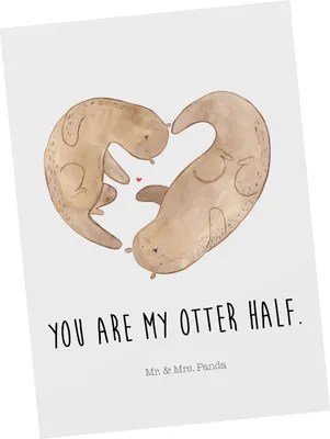 Produktbild von Mr. & Mrs. Panda Postkarte Otter Herz - Weiß - Geschenk, Ansichtskarten, Ansichtskarte, Postkarten, Grußkarte, Seeotter, einzelkarte, Liebe, Paar