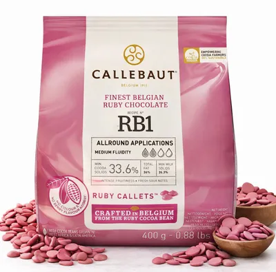 Produktbild von CALLEBAUT Receipe RB2 - Ruby Kuvertüre Callets, 43,6% Kakao - 400g