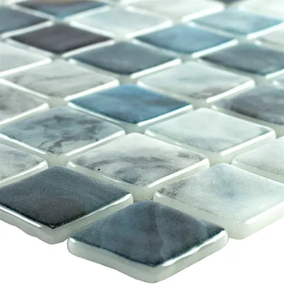Produktbild von Glas Schwimmbad Mosaik Baltic Blau Grau 25x25mm
