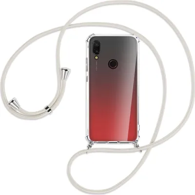 Produktbild von Handykette Backcover-Schutzhülle mit Band (Metall silberfarben) für Xiaomi Redmi 7 - broken white