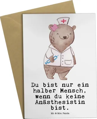 Produktbild von Mr. & Mrs. Panda Beileidskarte Anästhesistin Herz - Weiß - Geschenk, weihnachtskarten, Krankenhaus, Lustig, Studium, hochzeitskarten, Anästhesie, einladungskarten, Spruch