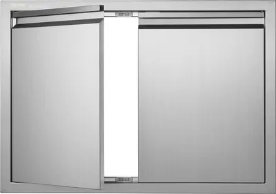 Immagine prodotto di Porta di accesso al barbecue VEVOR, 762 x 532 x 45 mm, doppia porta per cucina esterna, porta a incasso in acciaio inox, porta verticale a parete con maniglie a scomparsa, per isola barbecue, postazione barbecue, mobile esterno, ecc.