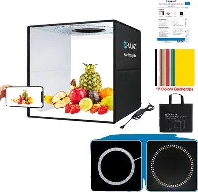 Produktbild von PULUZ Fotografie Lichtbox, einstellbare Helligkeit, 6 Farb-Hintergründe, 40cm Schwarze Version