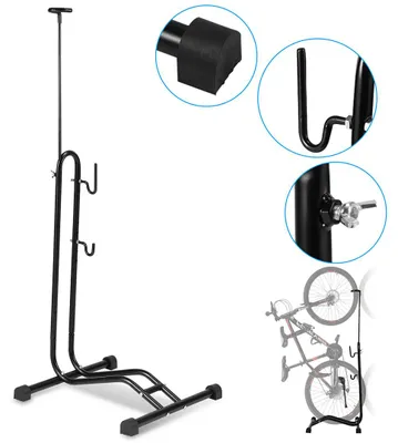 Image de Support à vélos Ikodm 3-en-1, réglable en hauteur, 18-27,5 pouces, pour garage, en métal noir
