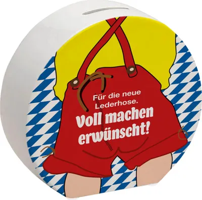 Produktbild von Für die neue Lederhose ist voll machen erwünscht! Spardose in Rot