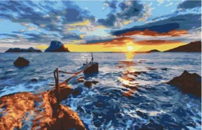 Image de Peinture par numéros, thème : la mer, dimensions 40x50