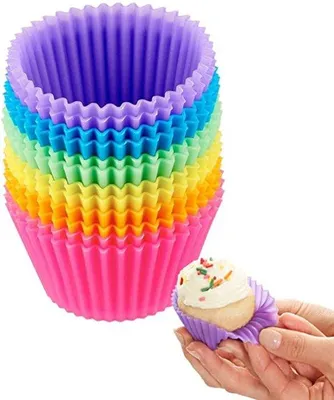 Produktbild von Silikon Muffinvormpjes - 12 Stück - Farbige Silikon Muffinvormpjes BPA-Frei - Hitzebeständige Muffinvormpjes