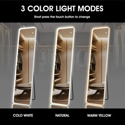 Zdjęcie produktu dla Lustro stojące pełnowymiarowe - Lustro stojące - Lustro podłogowe - Lustro ścienne - Lustro z oświetleniem LED - 160x40 cm