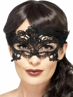 Produktbild von Schwarze Kostüm Spitzenmaske - Fasching Karneval