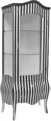 Produktbild von Casa Padrino Barock Vitrine in Schwarz/Weiß Streifen - Vitrinenschrank - Wohnzimmerschrank