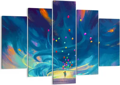 Produktbild von Bild auf Leinwand - Leinwandbild - Abstraktion Ballon - 150x100cm - Wand Bild - Wanddeko - Leinwanddruck - Bilder - Kunstdruck - Wanddekoration - Leinwand bilder - Wandkunst - EA150x100-3714